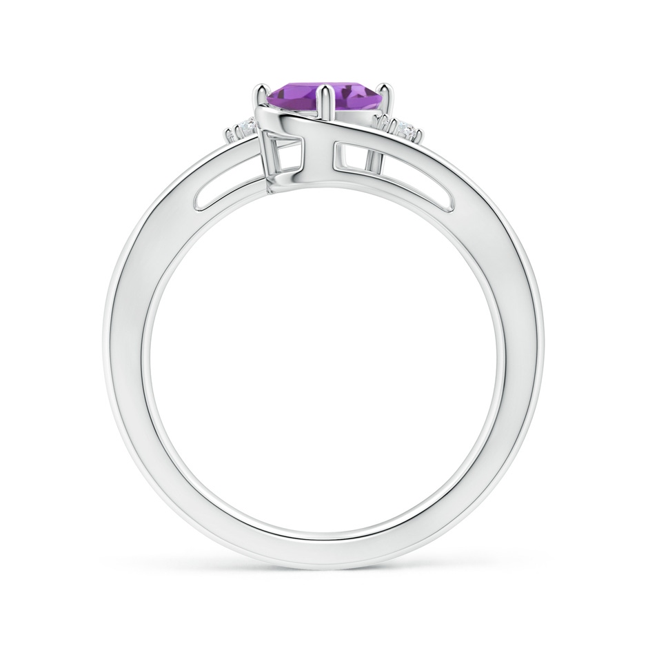 7x5mm A Amethyst and Diamond Split Shank Ring in White Gold side-1