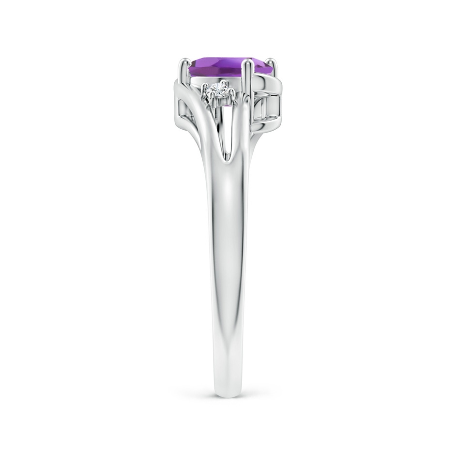 7x5mm A Amethyst and Diamond Split Shank Ring in White Gold side-2