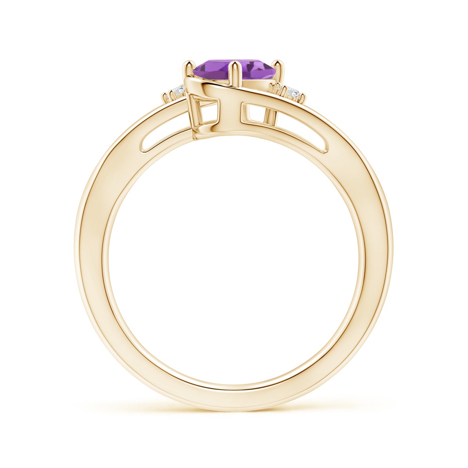 7x5mm A Amethyst and Diamond Split Shank Ring in Yellow Gold side-1