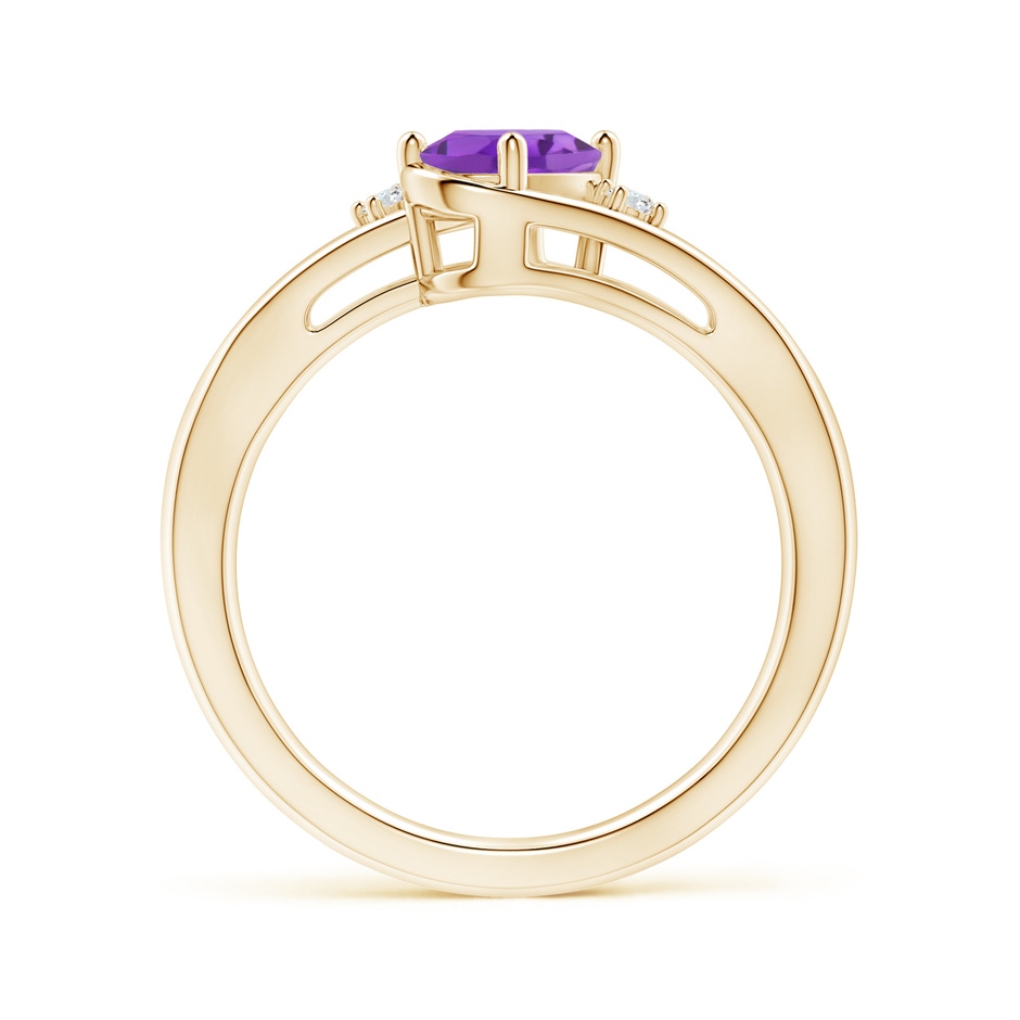 7x5mm AA Amethyst and Diamond Split Shank Ring in Yellow Gold side-1