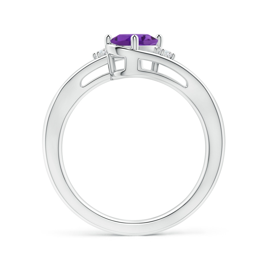 7x5mm AAA Amethyst and Diamond Split Shank Ring in P950 Platinum side-1