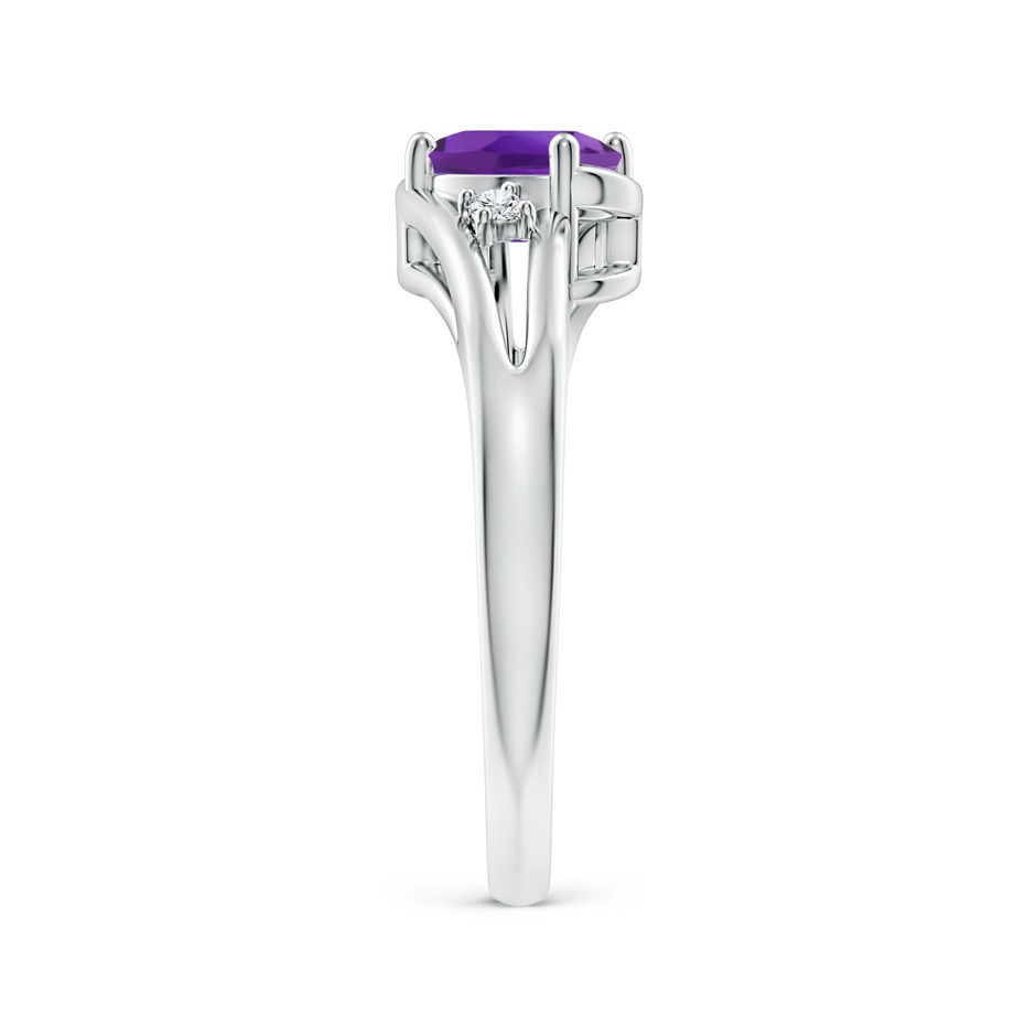7x5mm AAA Amethyst and Diamond Split Shank Ring in P950 Platinum side-2