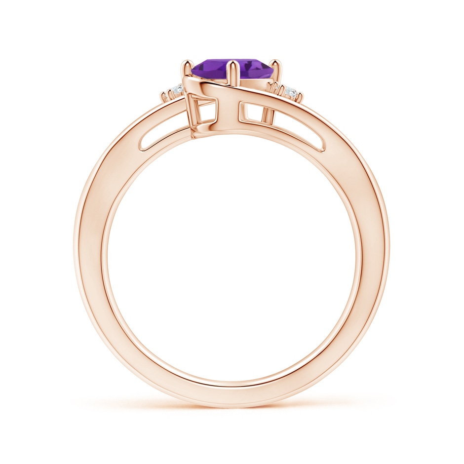 7x5mm AAA Amethyst and Diamond Split Shank Ring in Rose Gold side-1