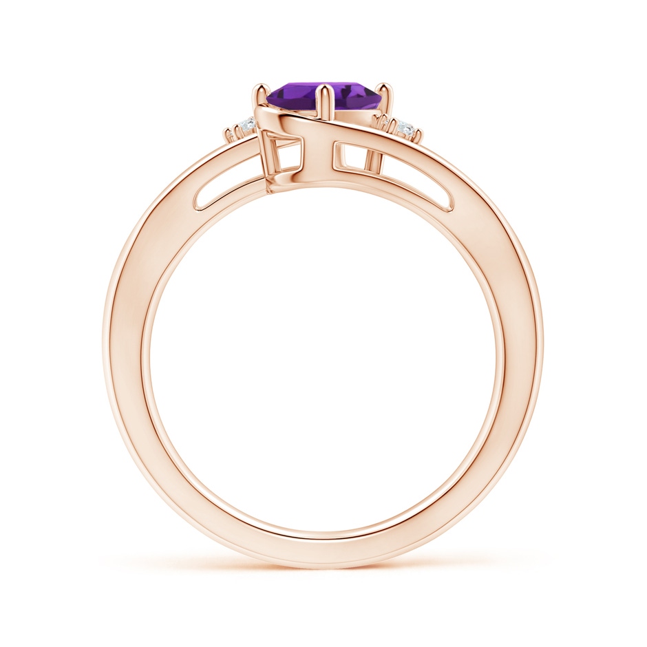 7x5mm AAAA Amethyst and Diamond Split Shank Ring in Rose Gold side-1