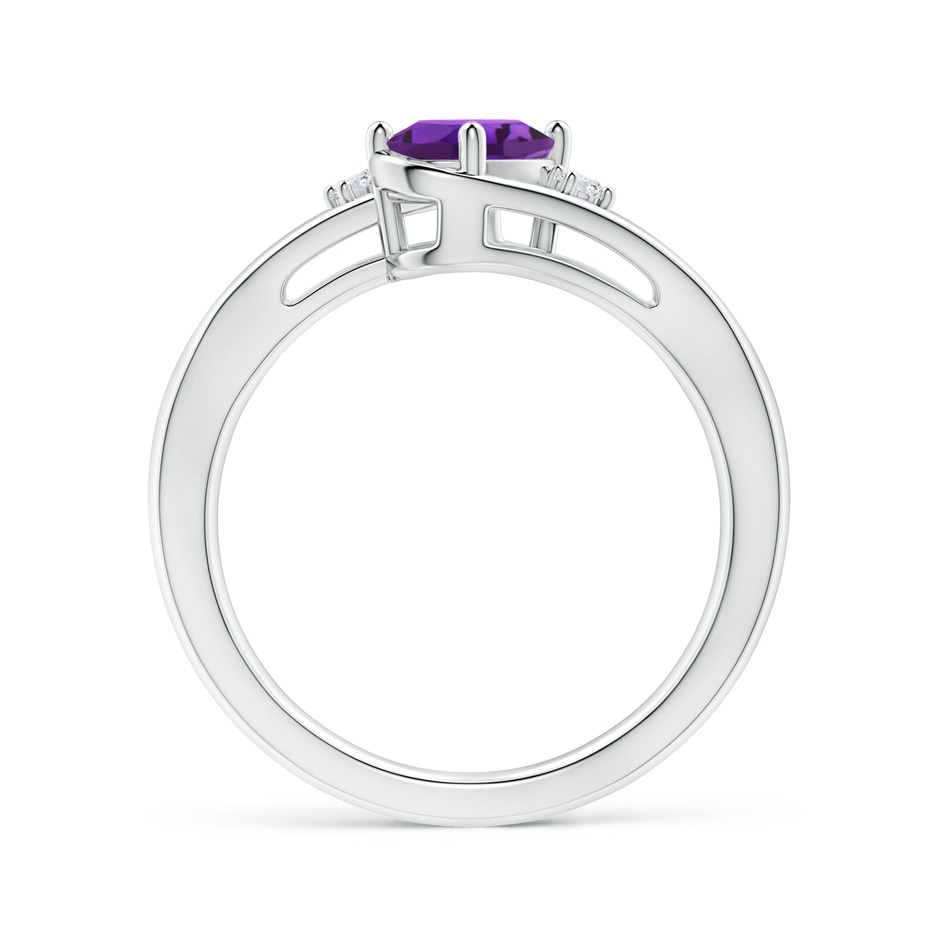 7x5mm AAAA Amethyst and Diamond Split Shank Ring in White Gold side-1
