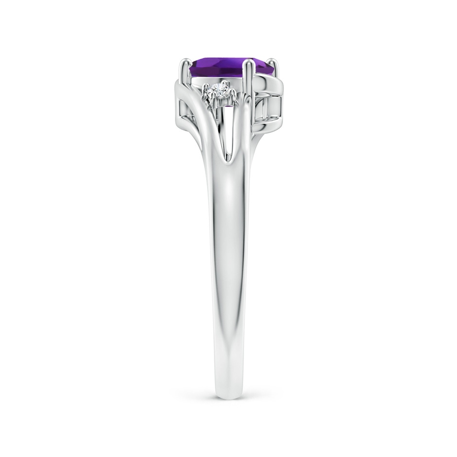 7x5mm AAAA Amethyst and Diamond Split Shank Ring in White Gold side-2