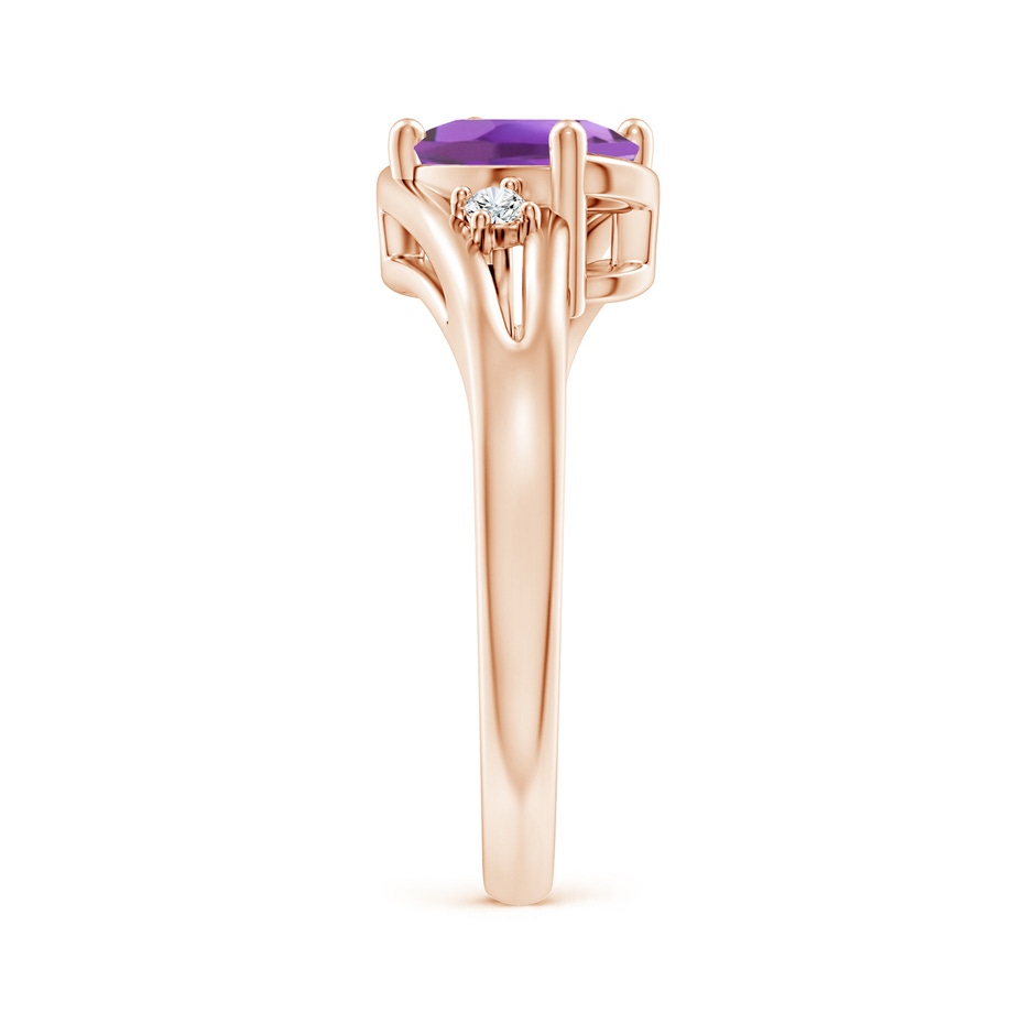 8x6mm A Amethyst and Diamond Split Shank Ring in Rose Gold side-2