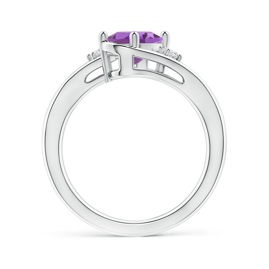 8x6mm A Amethyst and Diamond Split Shank Ring in White Gold side-1