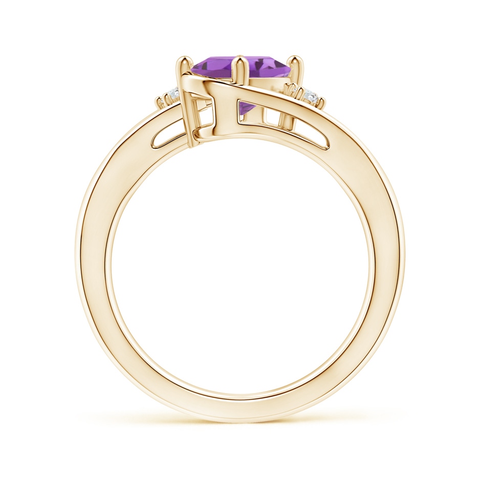 8x6mm A Amethyst and Diamond Split Shank Ring in Yellow Gold side-1