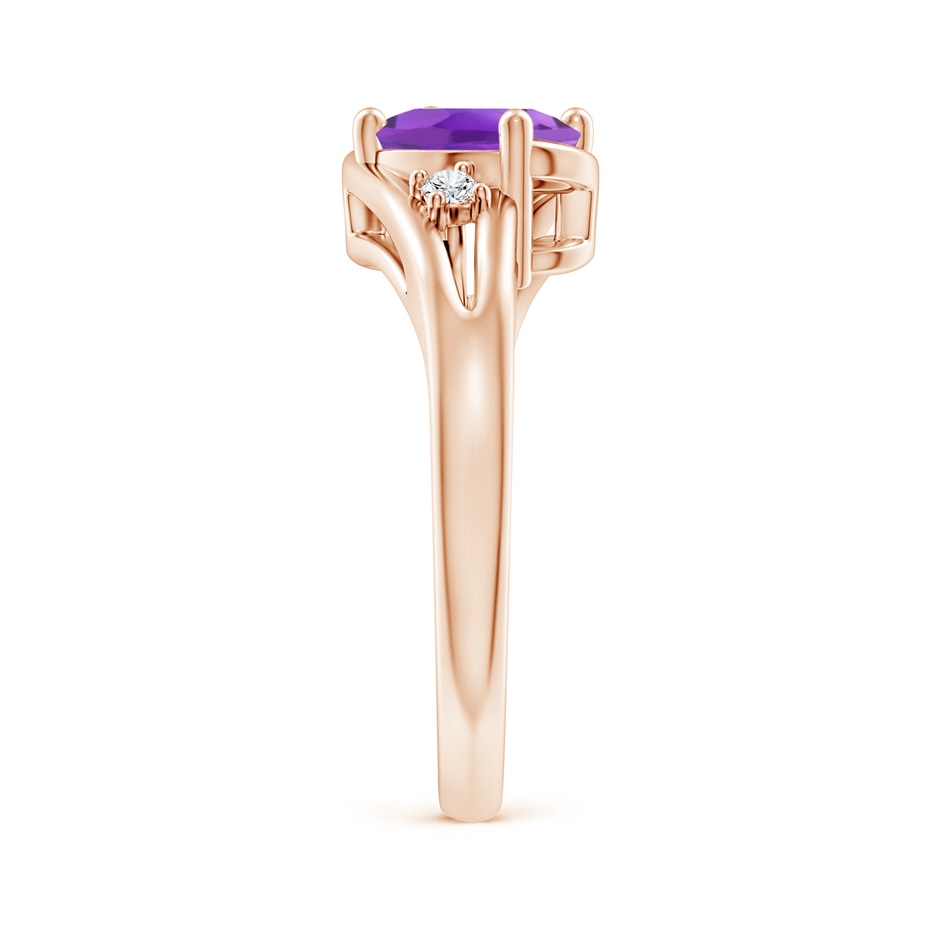 8x6mm AA Amethyst and Diamond Split Shank Ring in Rose Gold side-2