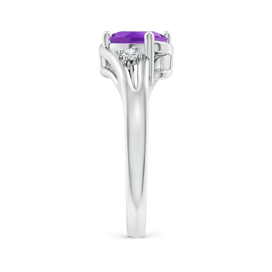 8x6mm AA Amethyst and Diamond Split Shank Ring in White Gold side-2