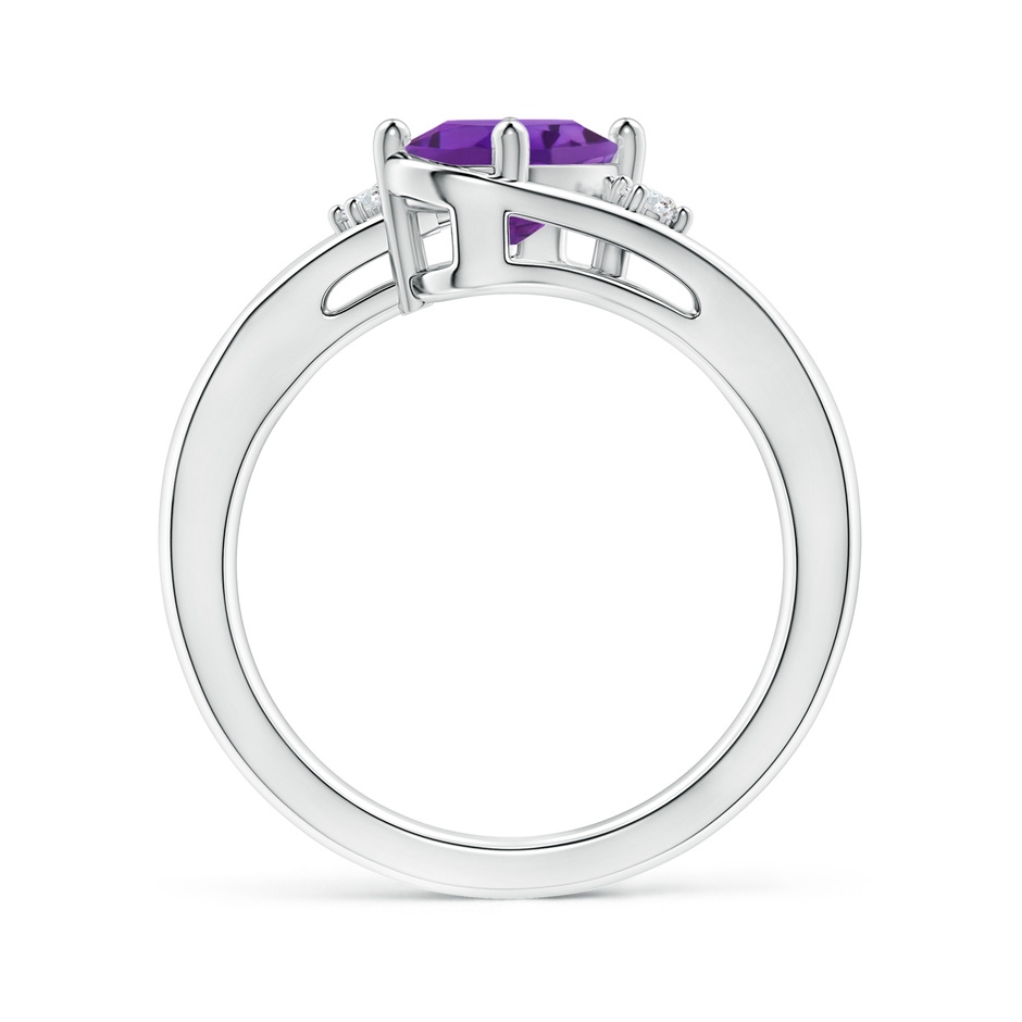 8x6mm AAA Amethyst and Diamond Split Shank Ring in P950 Platinum side-1