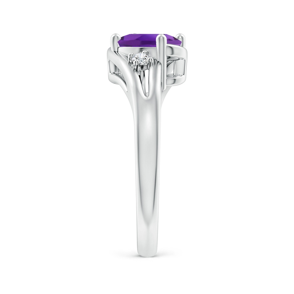 8x6mm AAA Amethyst and Diamond Split Shank Ring in P950 Platinum side-2