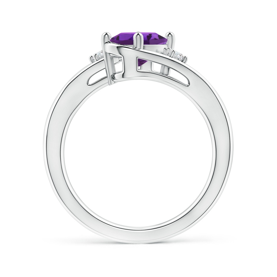 8x6mm AAAA Amethyst and Diamond Split Shank Ring in P950 Platinum side-1