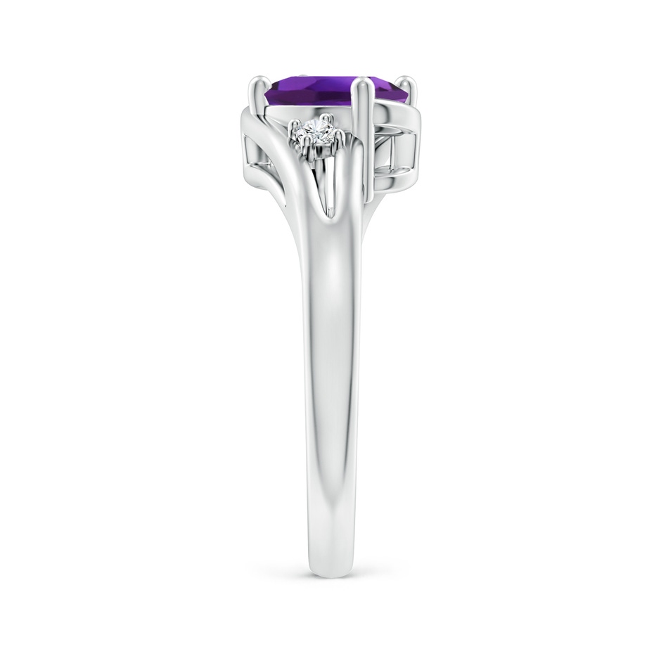 8x6mm AAAA Amethyst and Diamond Split Shank Ring in P950 Platinum side-2