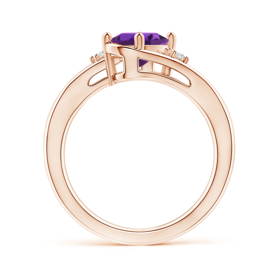 8x6mm AAAA Amethyst and Diamond Split Shank Ring in Rose Gold side-1