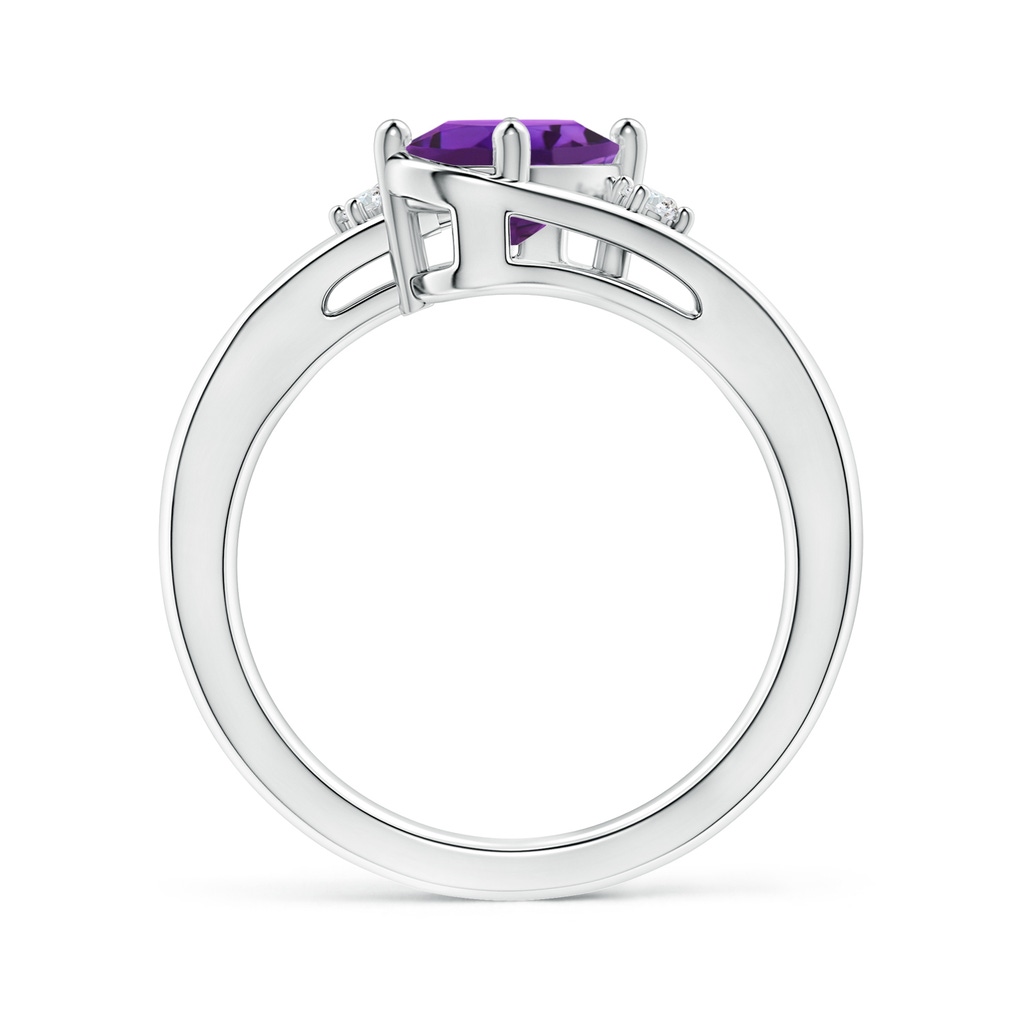 8x6mm AAAA Amethyst and Diamond Split Shank Ring in White Gold Side-1