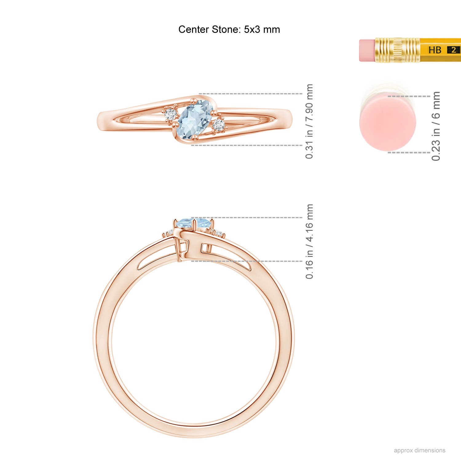 A - Aquamarine / 0.22 CT / 14 KT Rose Gold