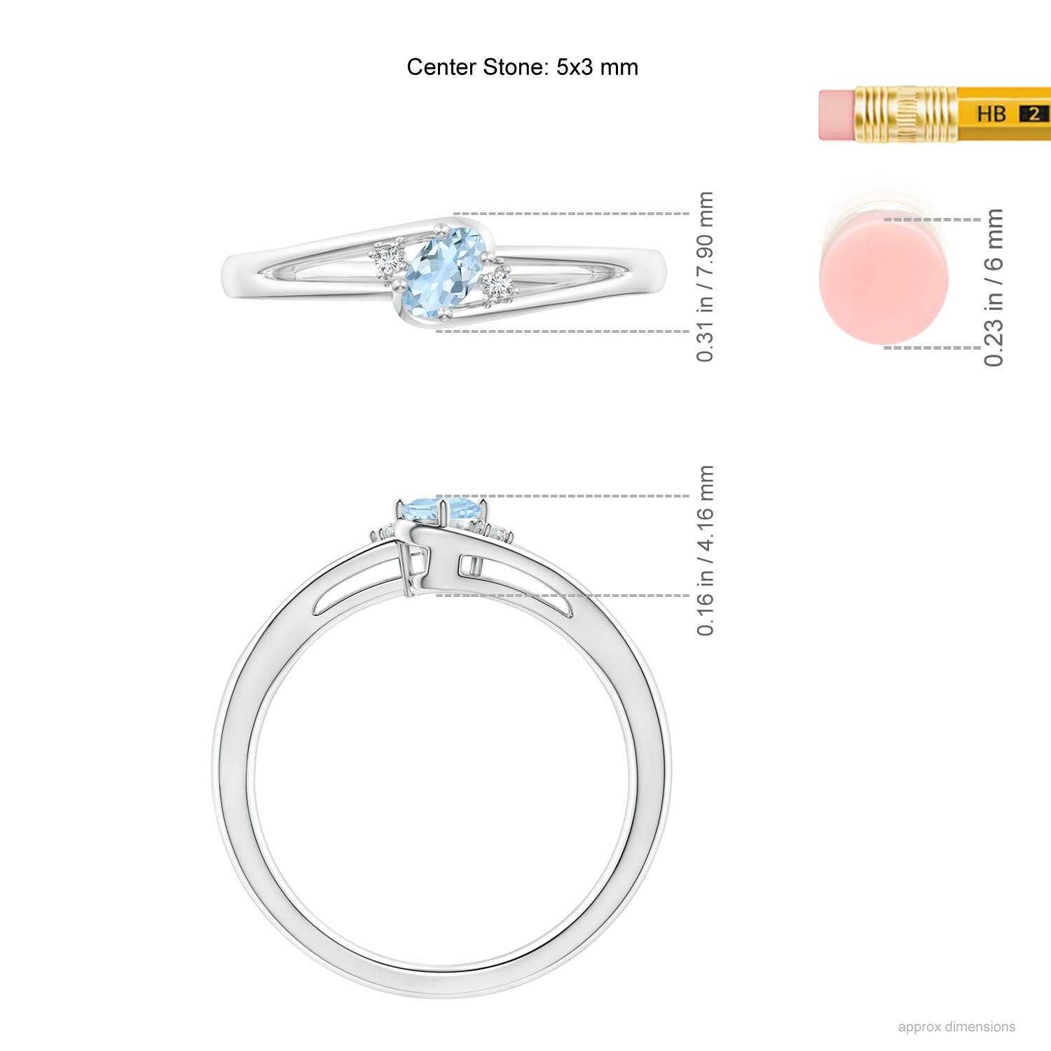 AA - Aquamarine / 0.22 CT / 14 KT White Gold