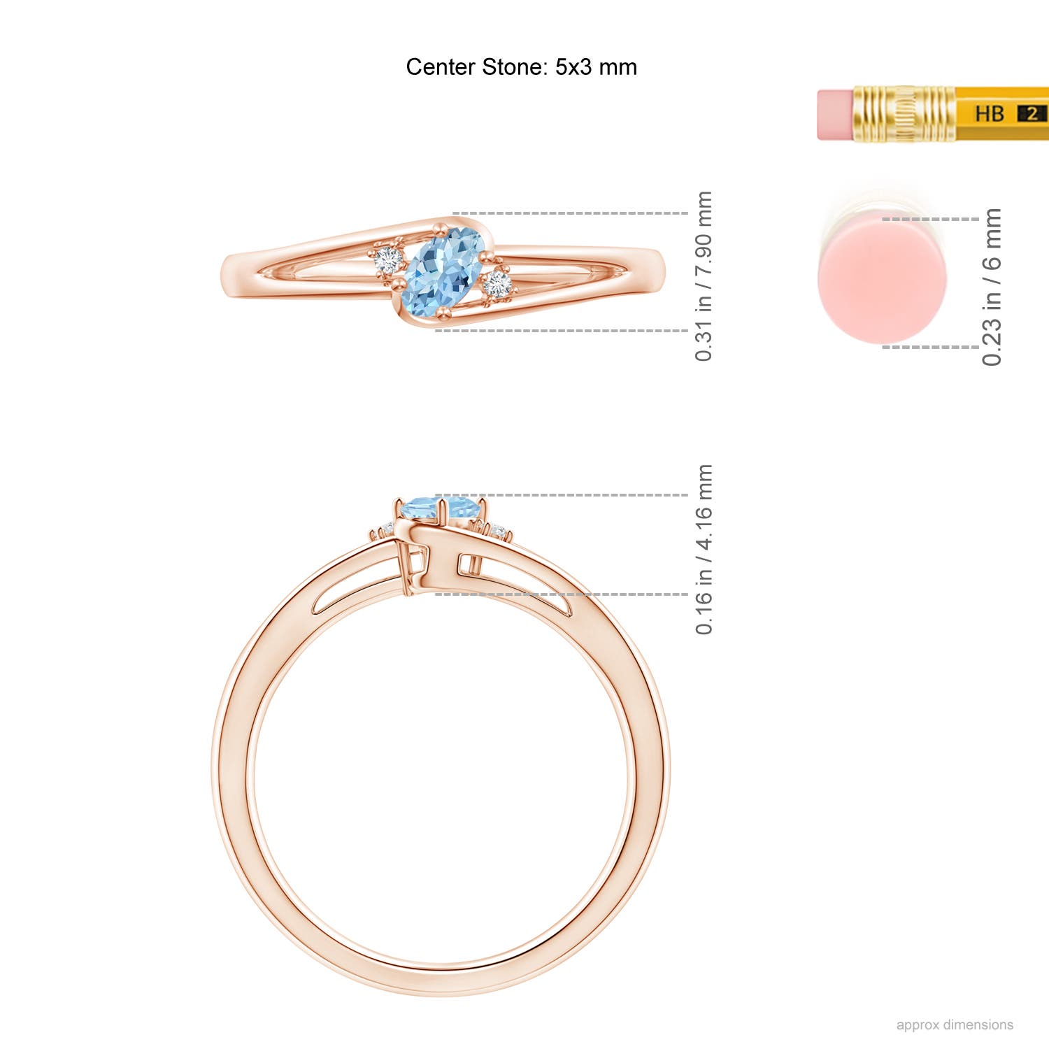 AAA - Aquamarine / 0.22 CT / 14 KT Rose Gold