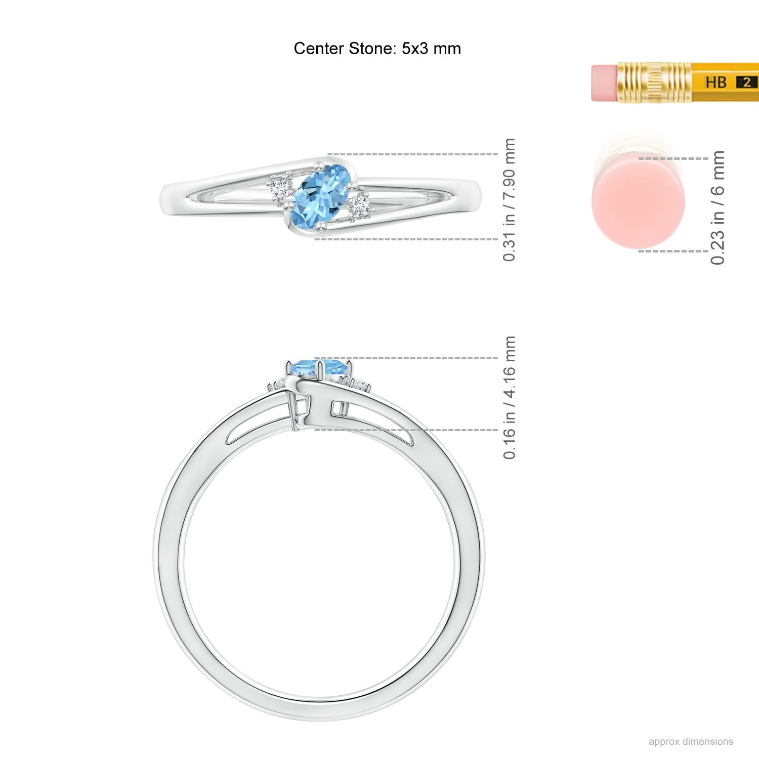 AAAA - Aquamarine / 0.22 CT / 14 KT White Gold