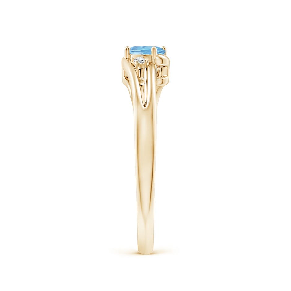 5x3mm AAAA Aquamarine and Diamond Split Shank Ring in Yellow Gold side-2