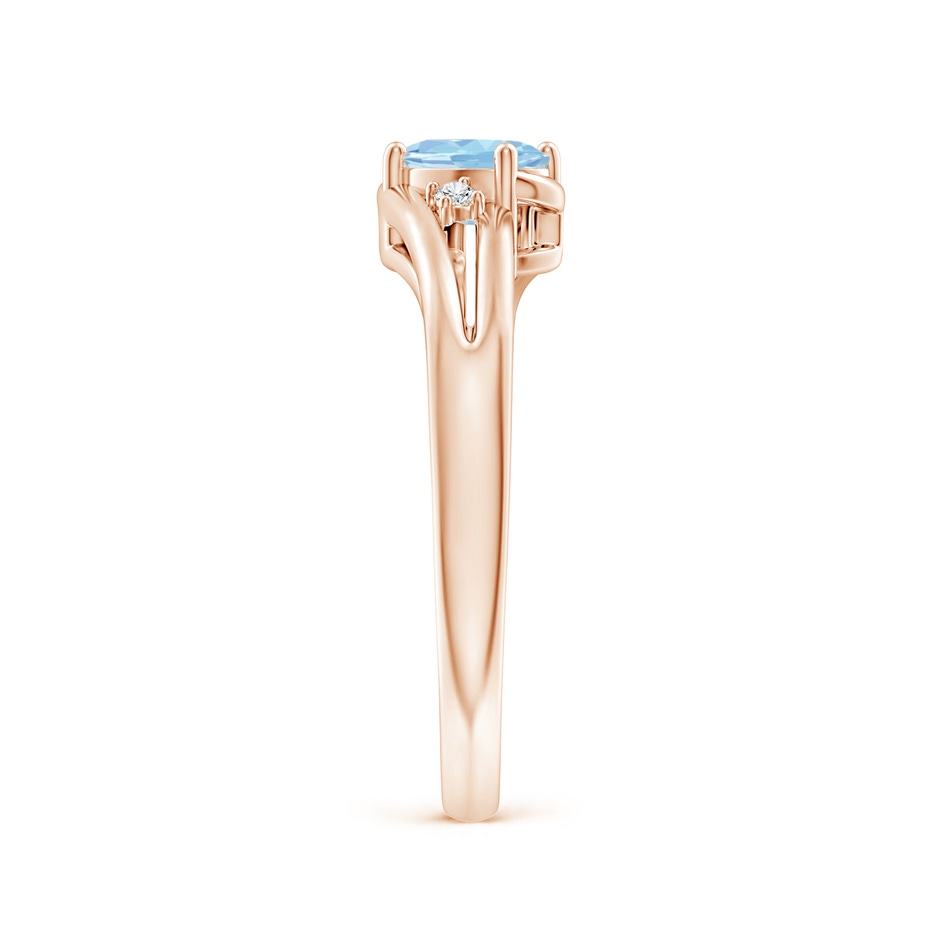 6x4mm AAA Aquamarine and Diamond Split Shank Ring in Rose Gold side-2