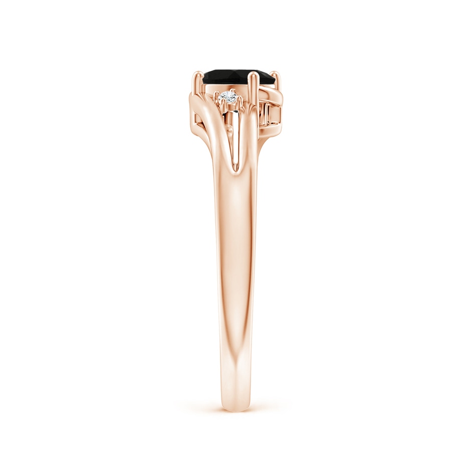 6x4mm AAA Black Onyx and Diamond Split Shank Ring in Rose Gold side-2