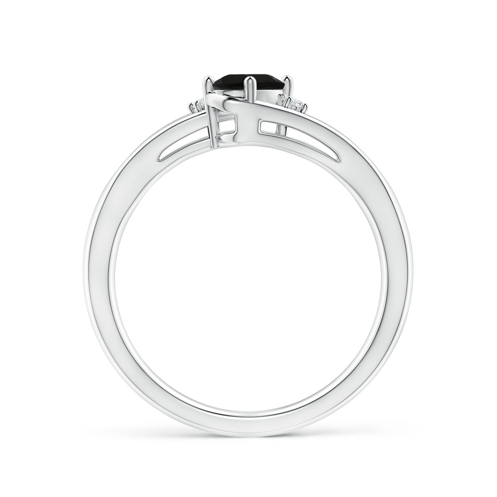 6x4mm AAA Black Onyx and Diamond Split Shank Ring in White Gold - side_1