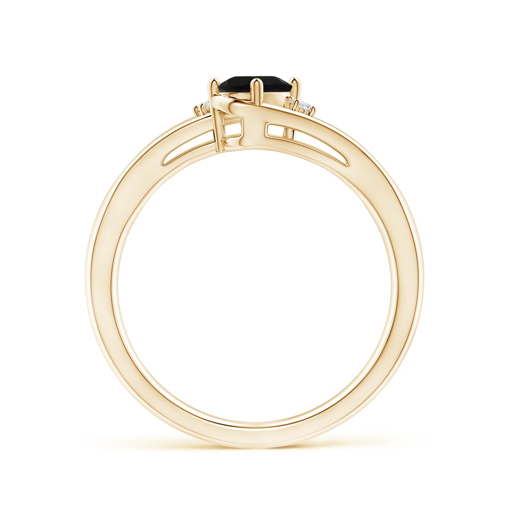 6x4mm AAA Black Onyx and Diamond Split Shank Ring in Yellow Gold - side_1