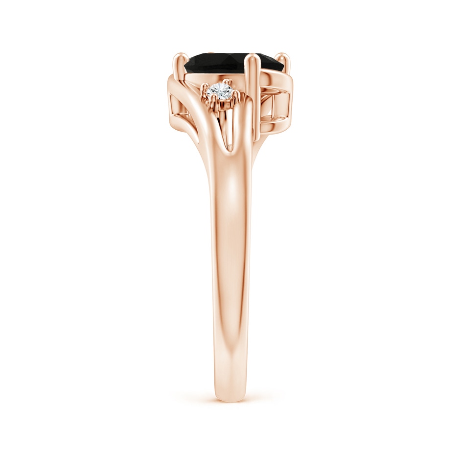 8x6mm AAA Black Onyx and Diamond Split Shank Ring in Rose Gold side-2
