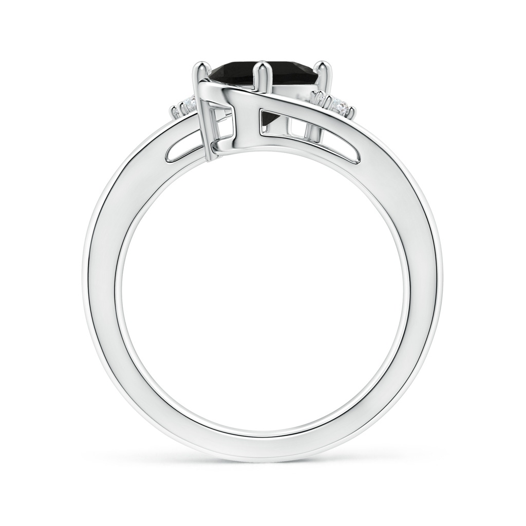 8x6mm AAA Black Onyx and Diamond Split Shank Ring in White Gold - side_1