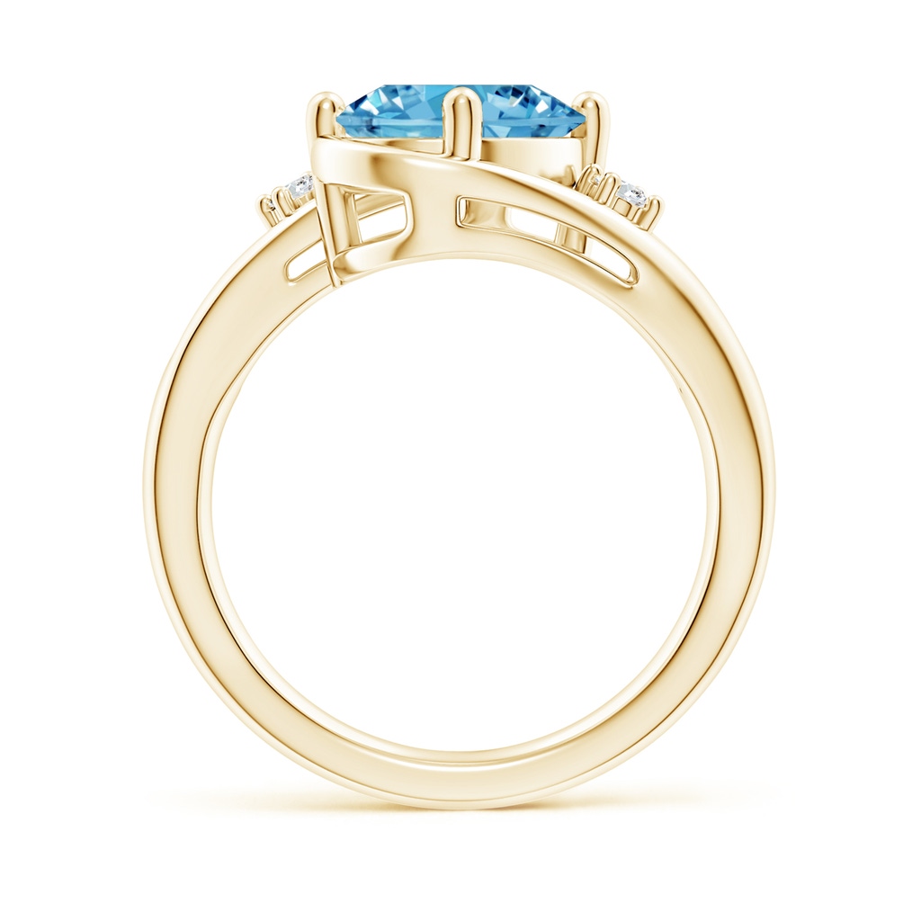 10x8mm AAAA Fancy Intense Blue and White Diamond Split Shank Ring in Yellow Gold - side 199
