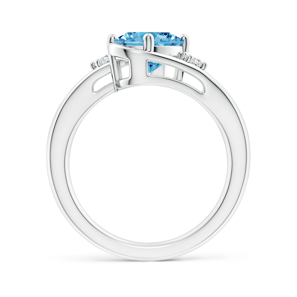 9x7mm AAAA Fancy Intense Blue and White Diamond Split Shank Ring in White Gold - side 199