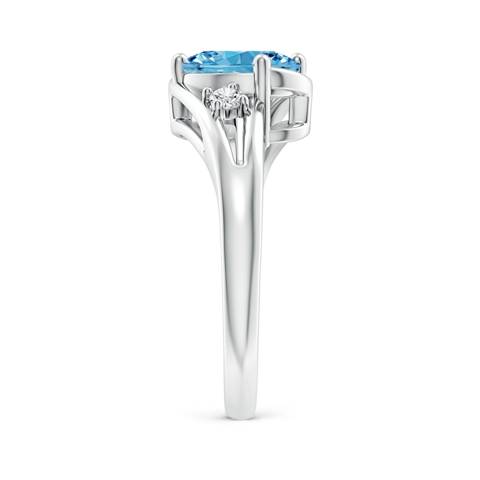 9x7mm AAAA Fancy Intense Blue and White Diamond Split Shank Ring in White Gold side 299