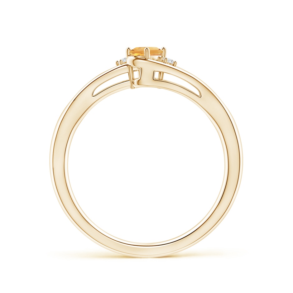 5x3mm A Citrine and Diamond Split Shank Ring in 10K Yellow Gold side 1