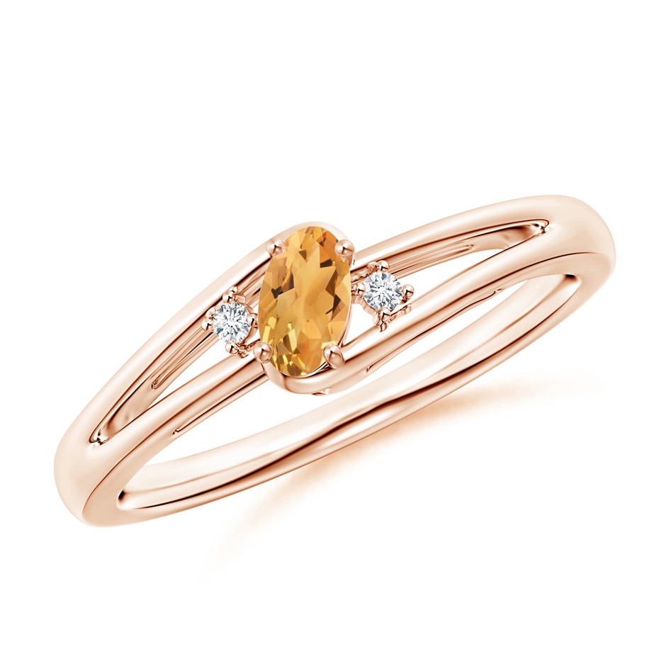 5x3mm A Citrine and Diamond Split Shank Ring in Rose Gold 