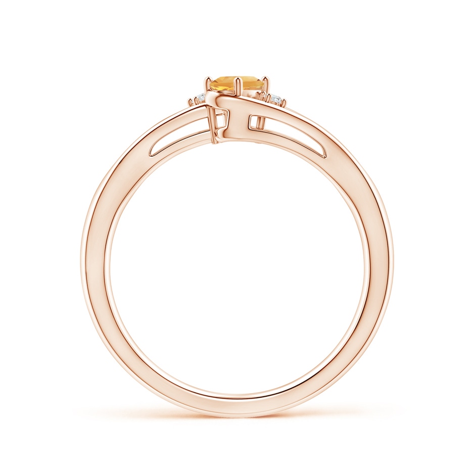 5x3mm A Citrine and Diamond Split Shank Ring in Rose Gold Side-1