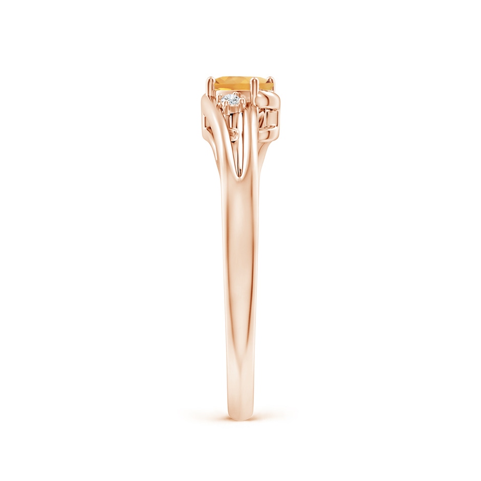 5x3mm A Citrine and Diamond Split Shank Ring in Rose Gold Side-2