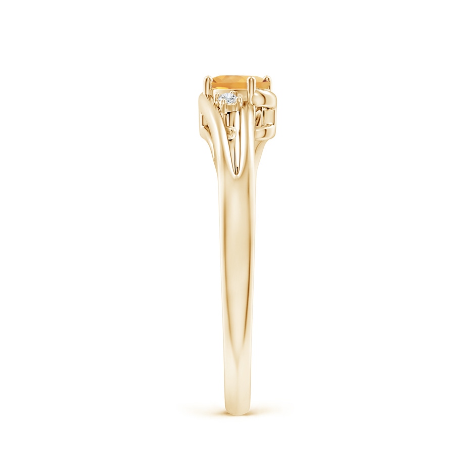 5x3mm A Citrine and Diamond Split Shank Ring in Yellow Gold side-2