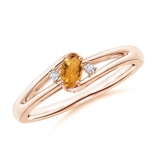 5x3mm AA Citrine and Diamond Split Shank Ring in 10K Rose Gold