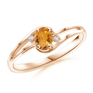 5x3mm AA Citrine and Diamond Split Shank Ring in 9K Rose Gold