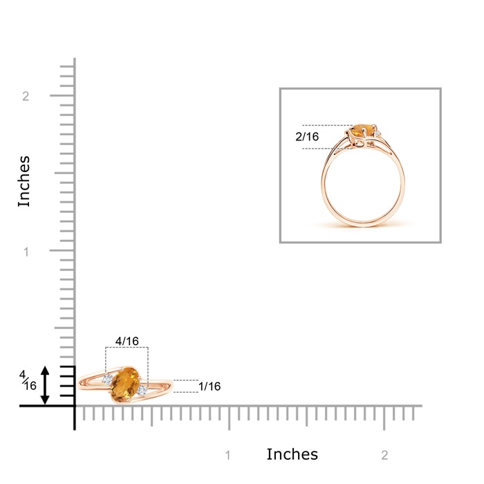 5x3mm AA Citrine and Diamond Split Shank Ring in 9K Rose Gold product image