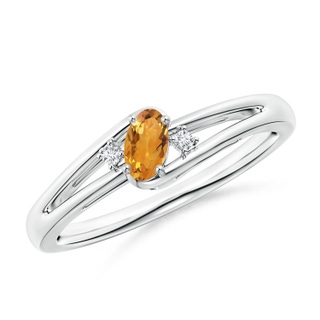 5x3mm AA Citrine and Diamond Split Shank Ring in White Gold
