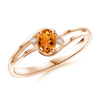 5x3mm AAA Citrine and Diamond Split Shank Ring in 9K Rose Gold