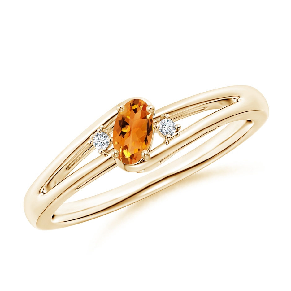 5x3mm AAA Citrine and Diamond Split Shank Ring in Yellow Gold 
