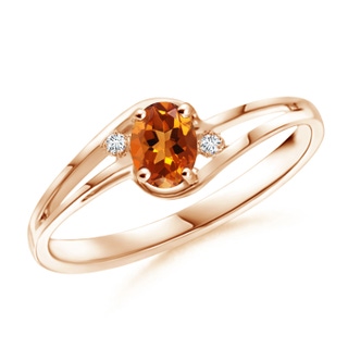 5x3mm AAAA Citrine and Diamond Split Shank Ring in 9K Rose Gold
