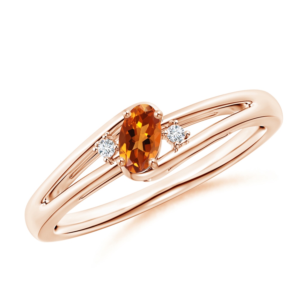 5x3mm AAAA Citrine and Diamond Split Shank Ring in Rose Gold