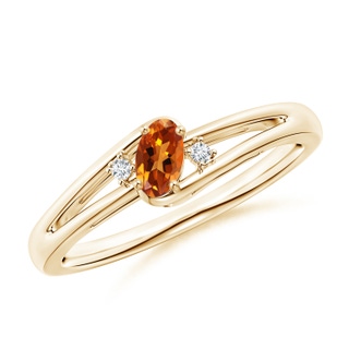 5x3mm AAAA Citrine and Diamond Split Shank Ring in Yellow Gold