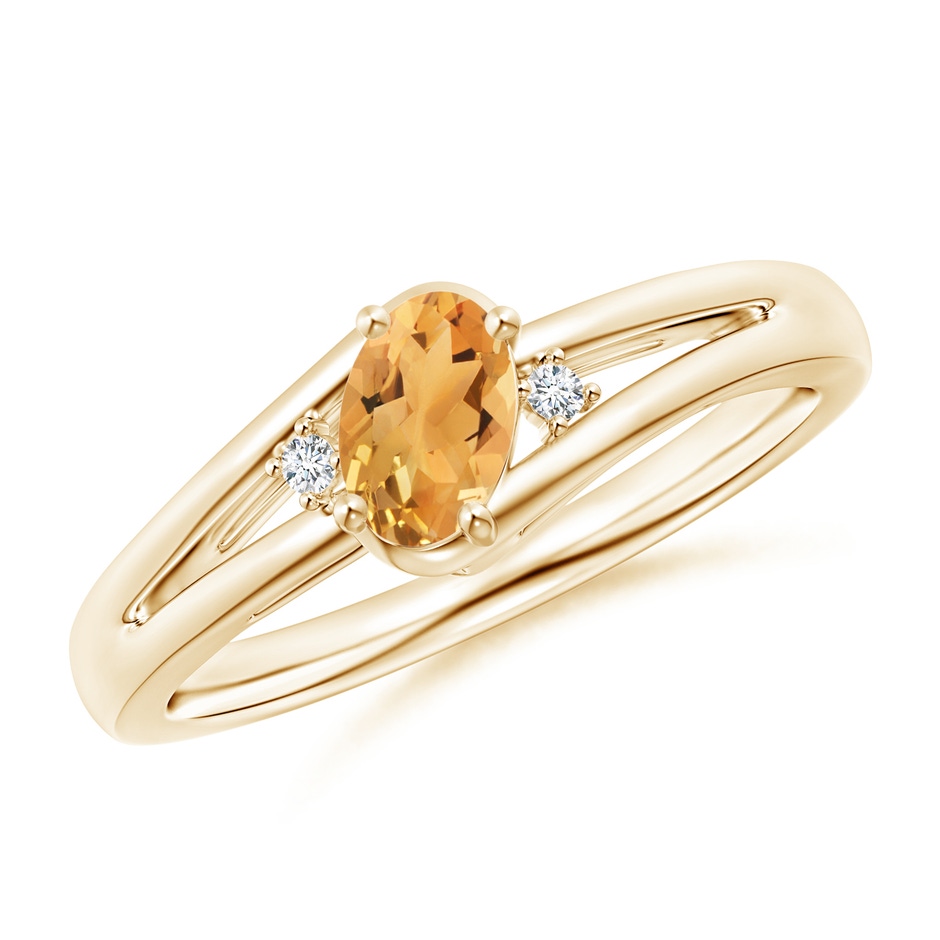 6x4mm A Citrine and Diamond Split Shank Ring in Yellow Gold 